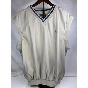Catalina Vest Mens XL Beige V Neck Golf Sweater‎ Pullover Polyester Trim Casual